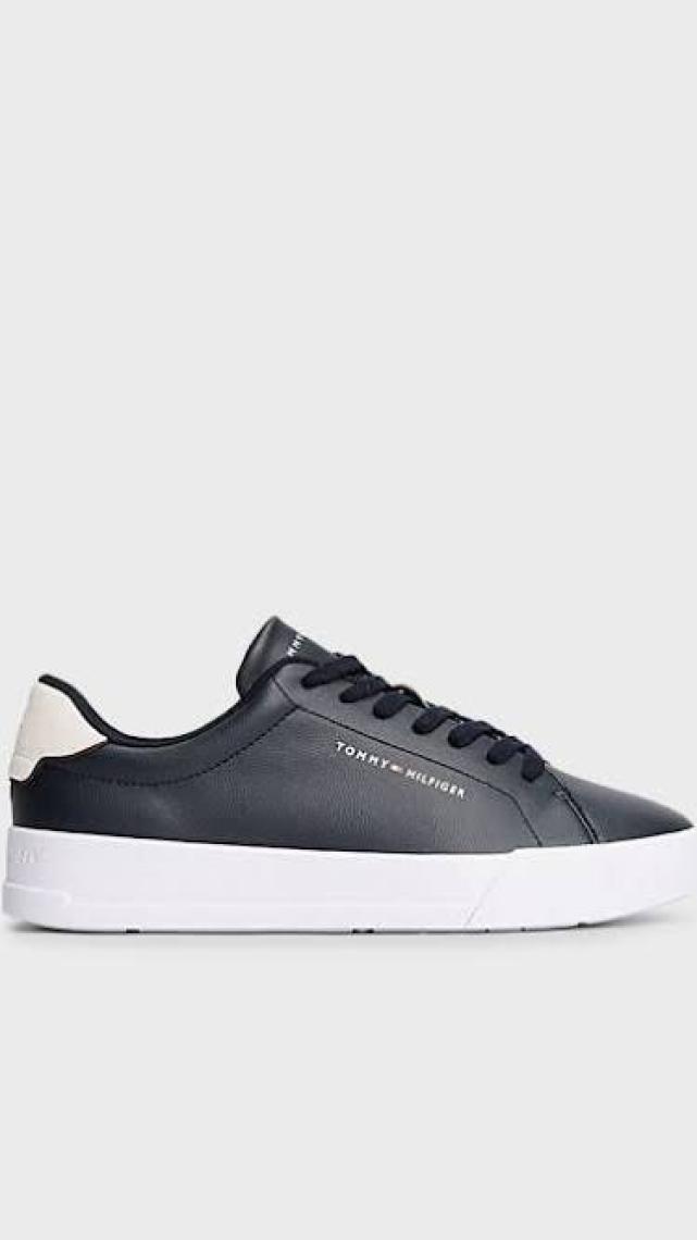 Tommy Hilfiger Erkek Pebble Grain Court Sneaker - Lacivert