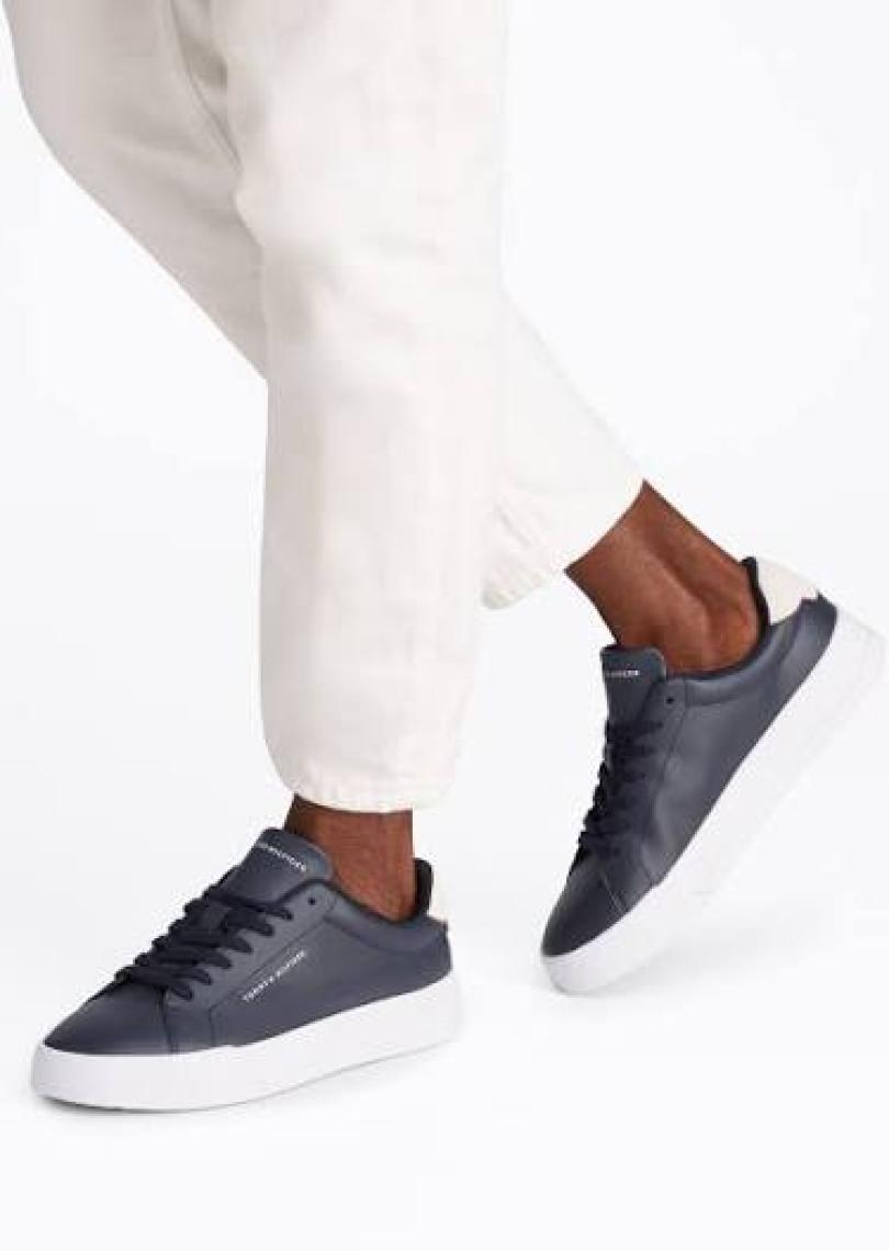 Tommy Hilfiger Erkek Pebble Grain Court Sneaker - Lacivert