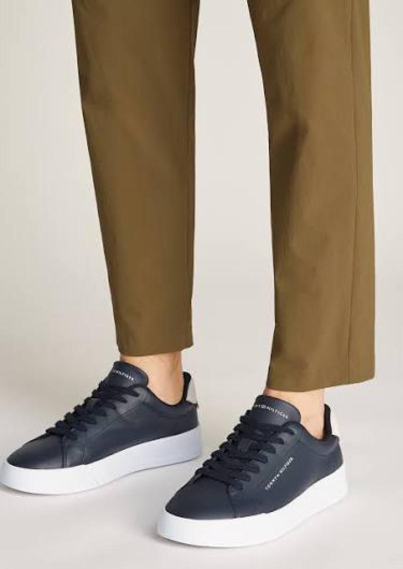 Tommy Hilfiger Erkek Pebble Grain Court Sneaker - Lacivert
