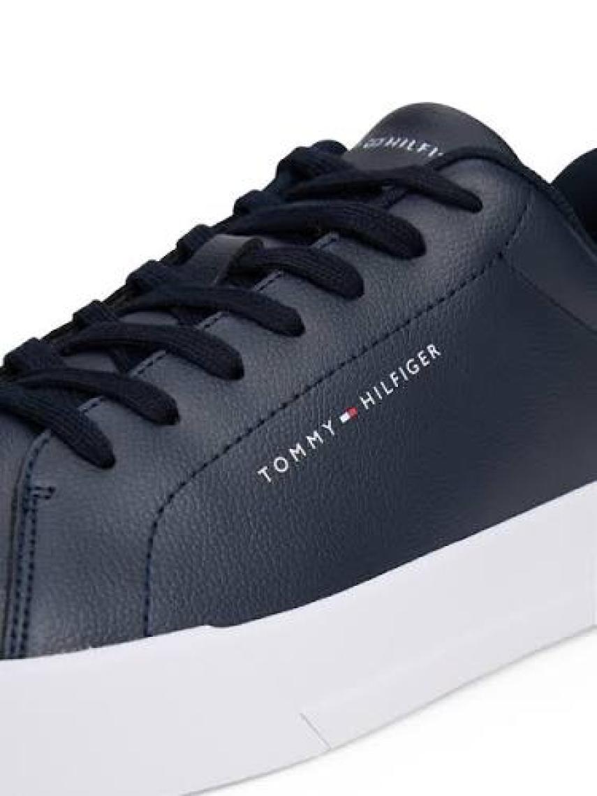 Tommy Hilfiger Erkek Pebble Grain Court Sneaker - Lacivert