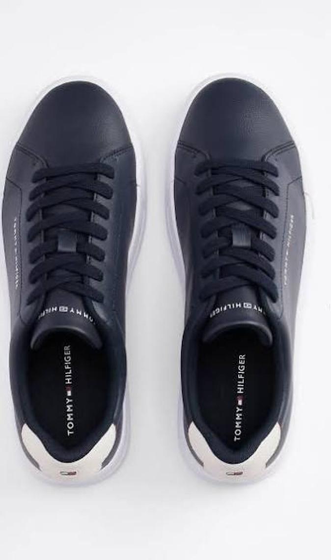 Tommy Hilfiger Erkek Pebble Grain Court Sneaker - Lacivert