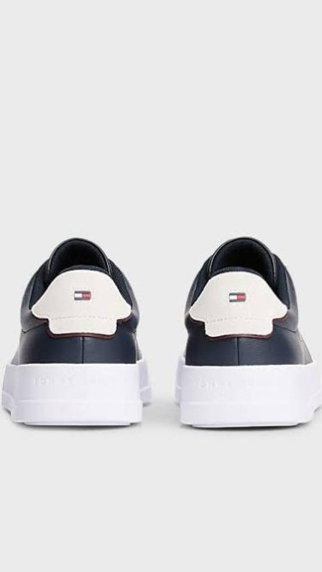 Tommy Hilfiger Erkek Pebble Grain Court Sneaker - Lacivert
