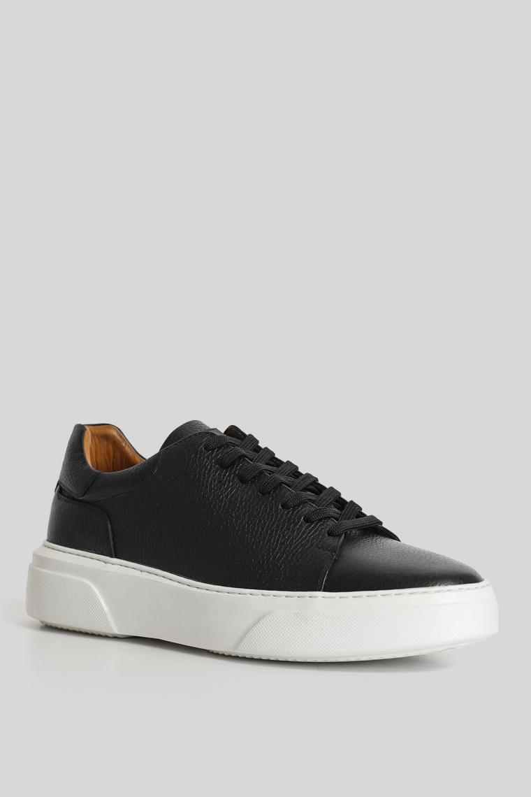 Lufian Tommy Erkek Deri Sneaker Ayakkabı Siyah