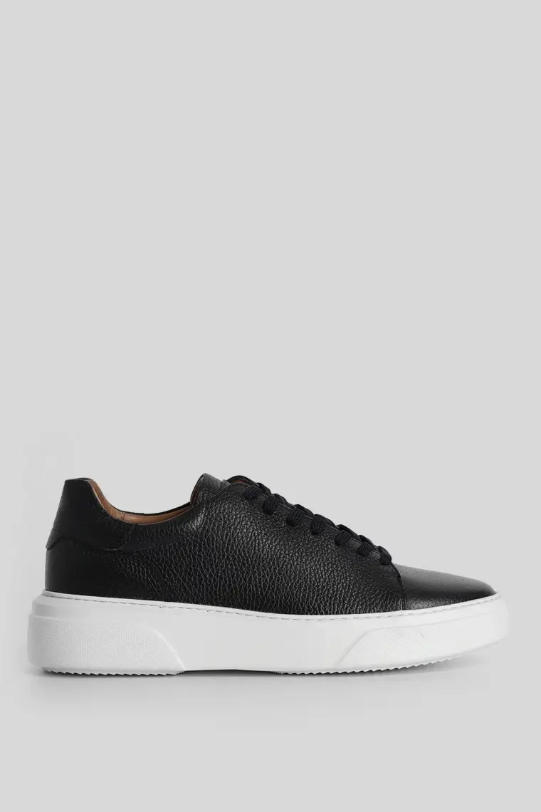 Lufian Tommy Erkek Deri Sneaker Ayakkabı Siyah