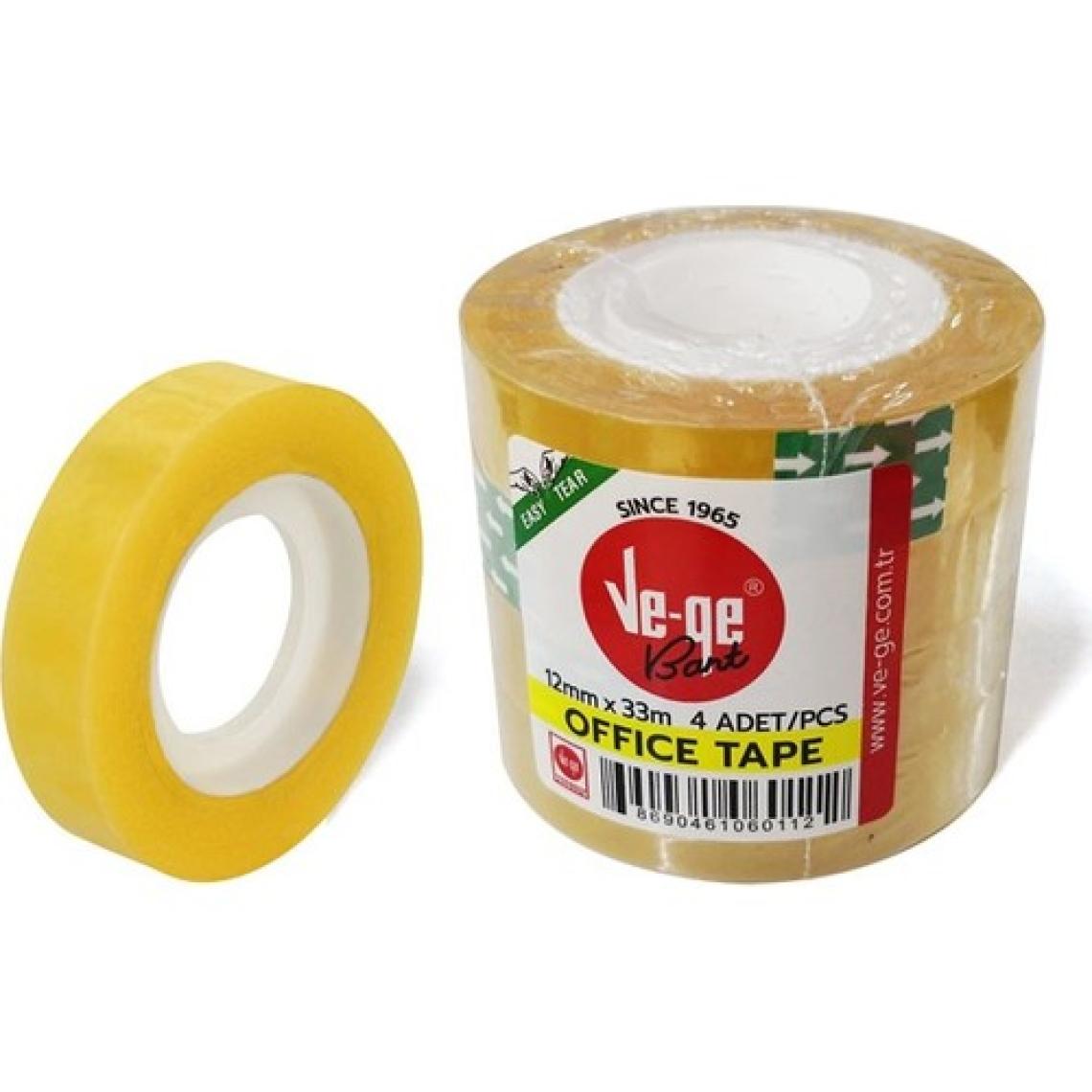 Ve-Ge Ofis Bandı - 12 mm x 33 M - 4'lü
