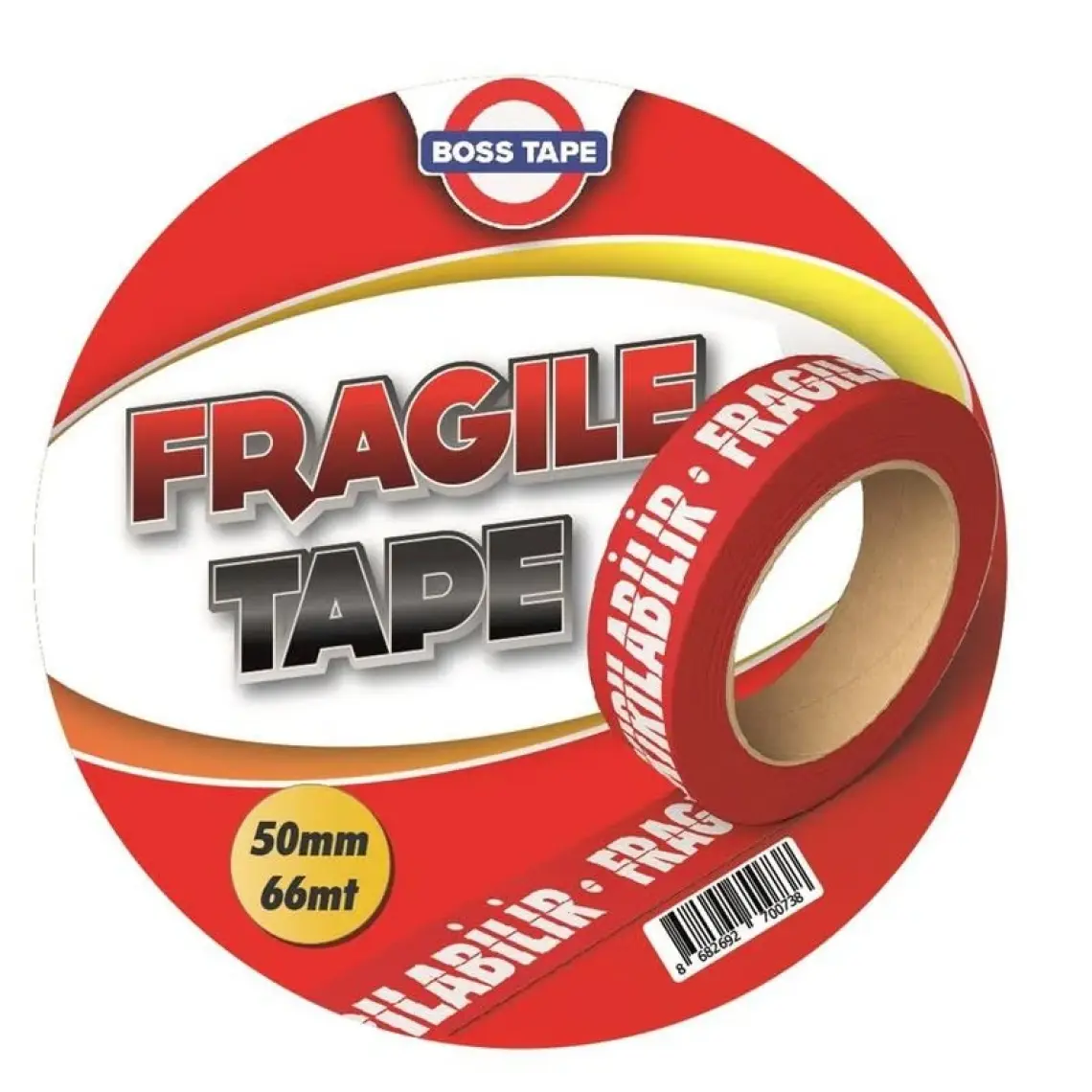 Fragile Kırılır Uyarılı Baskılı Koli Bandı Boy:66mt En:50mm 6 Adet