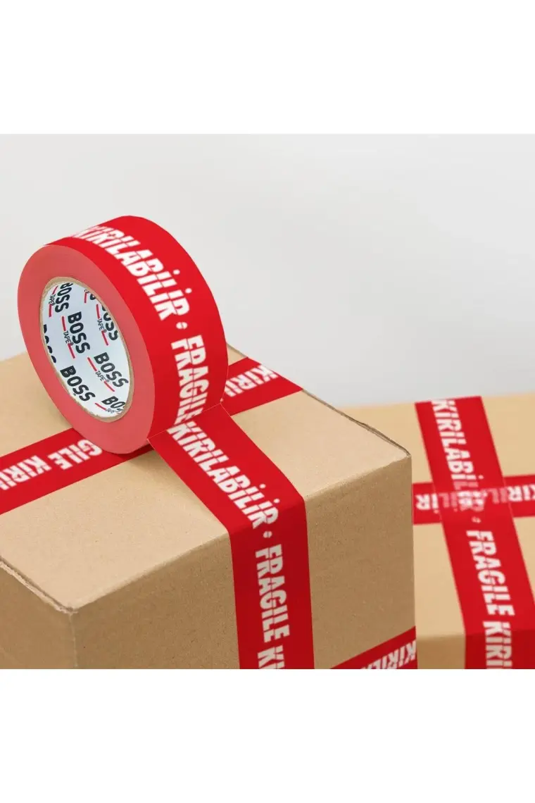 Fragile Kırılır Uyarılı Baskılı Koli Bandı Boy:66mt En:50mm 6 Adet