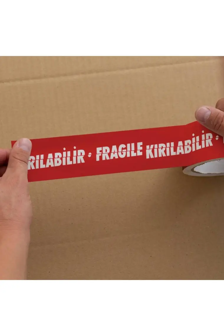 Fragile Kırılır Uyarılı Baskılı Koli Bandı Boy:66mt En:50mm 6 Adet