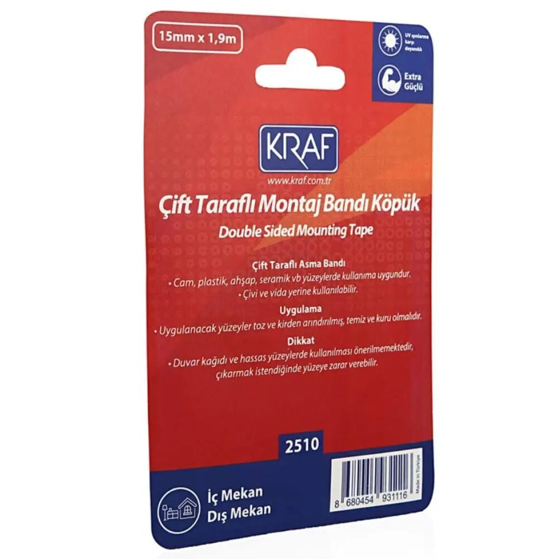 Kraf Montaj Bandı Çift Taraflı Köpük  15MM x 1,9m 2510G