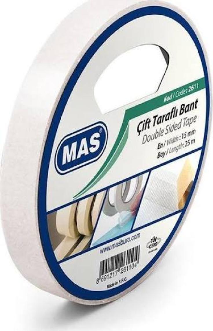 Mas Çift Taraflı Bant - 15mmx25m 2611