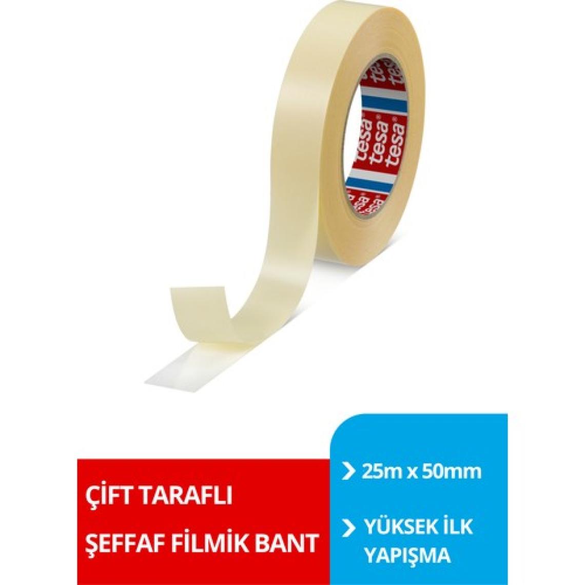 Tesa Filmik Çift Taraflı Bant Şeffaf   25m 50mm