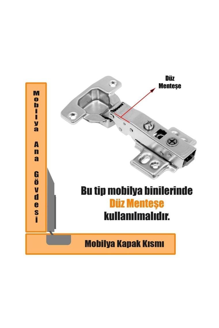 Samet Master Frenli Dolap Kapak Menteşesi Pistonlu Düz Tas Menteşe