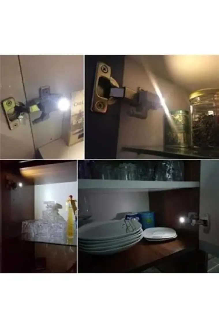 ACR Buffer Gardrop Mutfak Dolap Içi Sensörlü LED Işık Aydınlatma 2li Menteşe Üstü Enerji Tasarruf Lamba