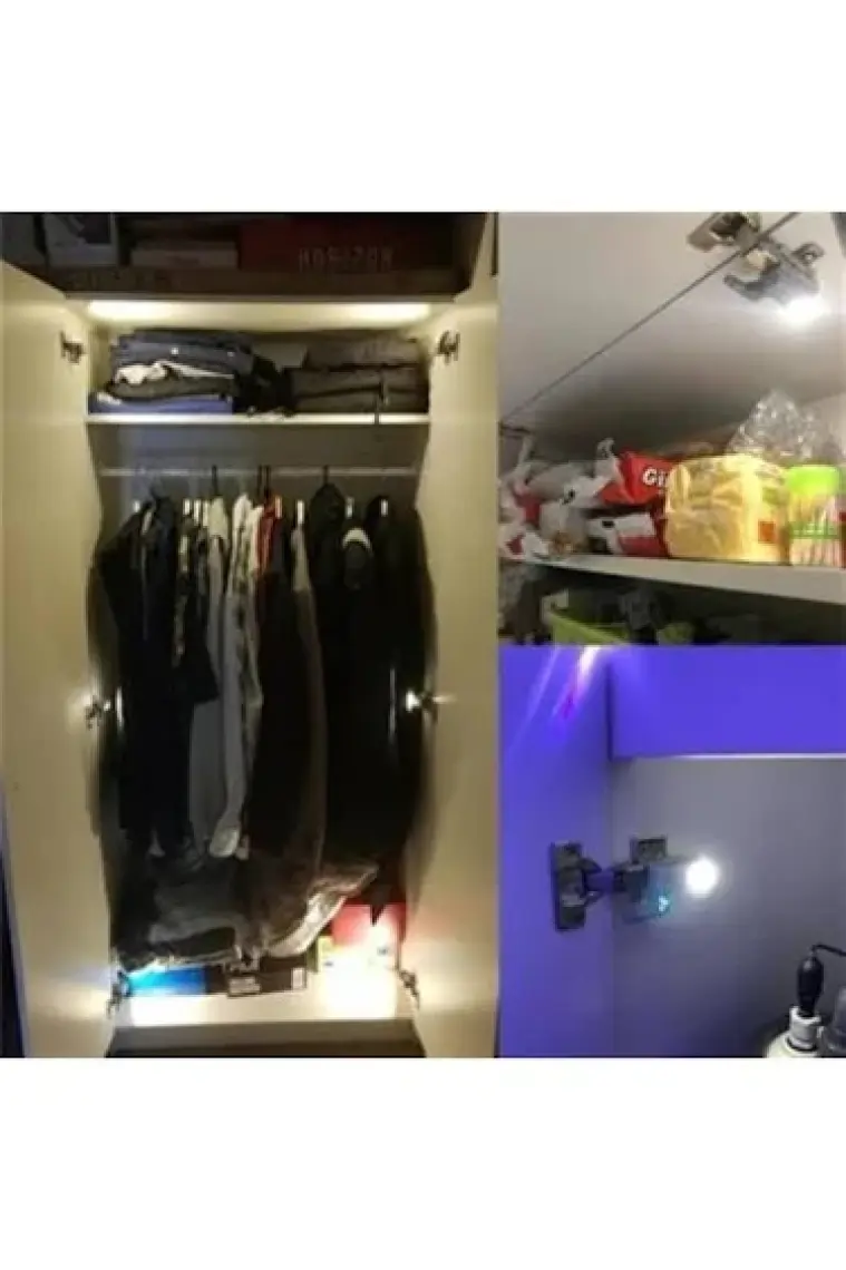 ACR Buffer Gardrop Mutfak Dolap Içi Sensörlü LED Işık Aydınlatma 2li Menteşe Üstü Enerji Tasarruf Lamba