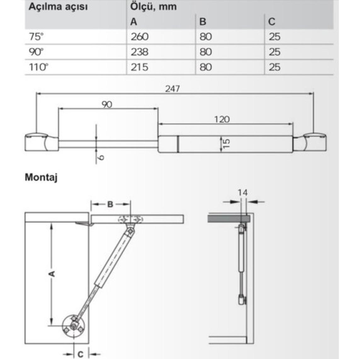 Hafele Runa Gazlı Piston Amortisör 100N