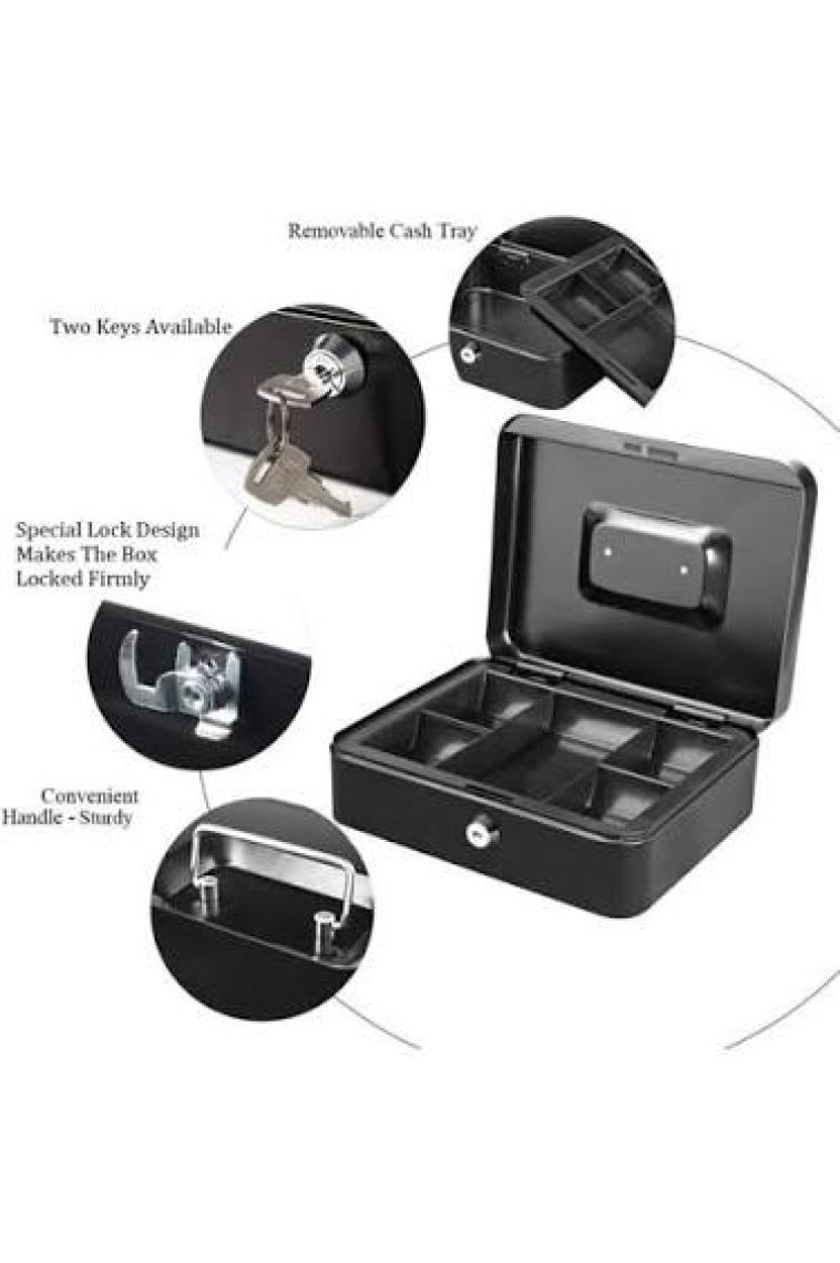 Stilmax Germany  Büyük Boy Anahtarlı Çelik Kasa Büyük Boy Bozuk Para Kasası Nakit Kutusu Cash Box 9X18X25 cm