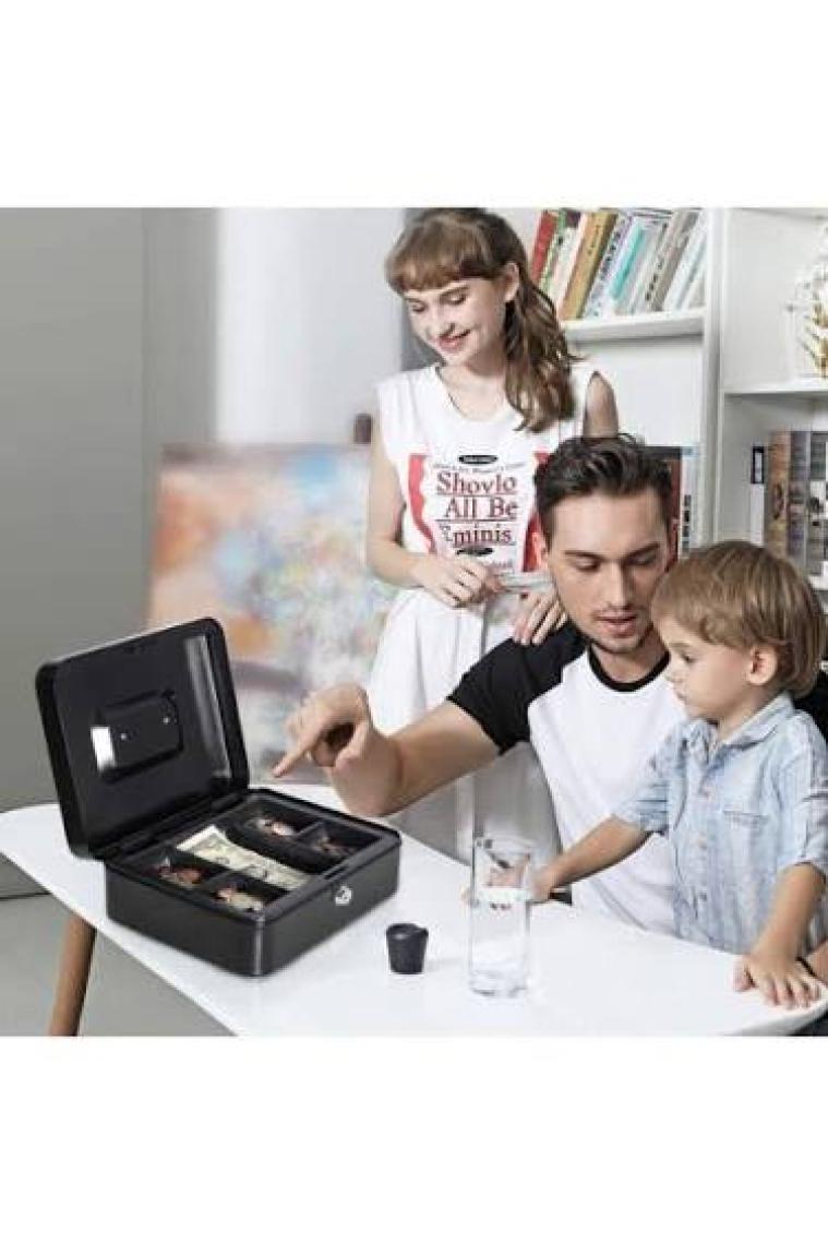 Stilmax Germany  Büyük Boy Anahtarlı Çelik Kasa Büyük Boy Bozuk Para Kasası Nakit Kutusu Cash Box 9X18X25 cm