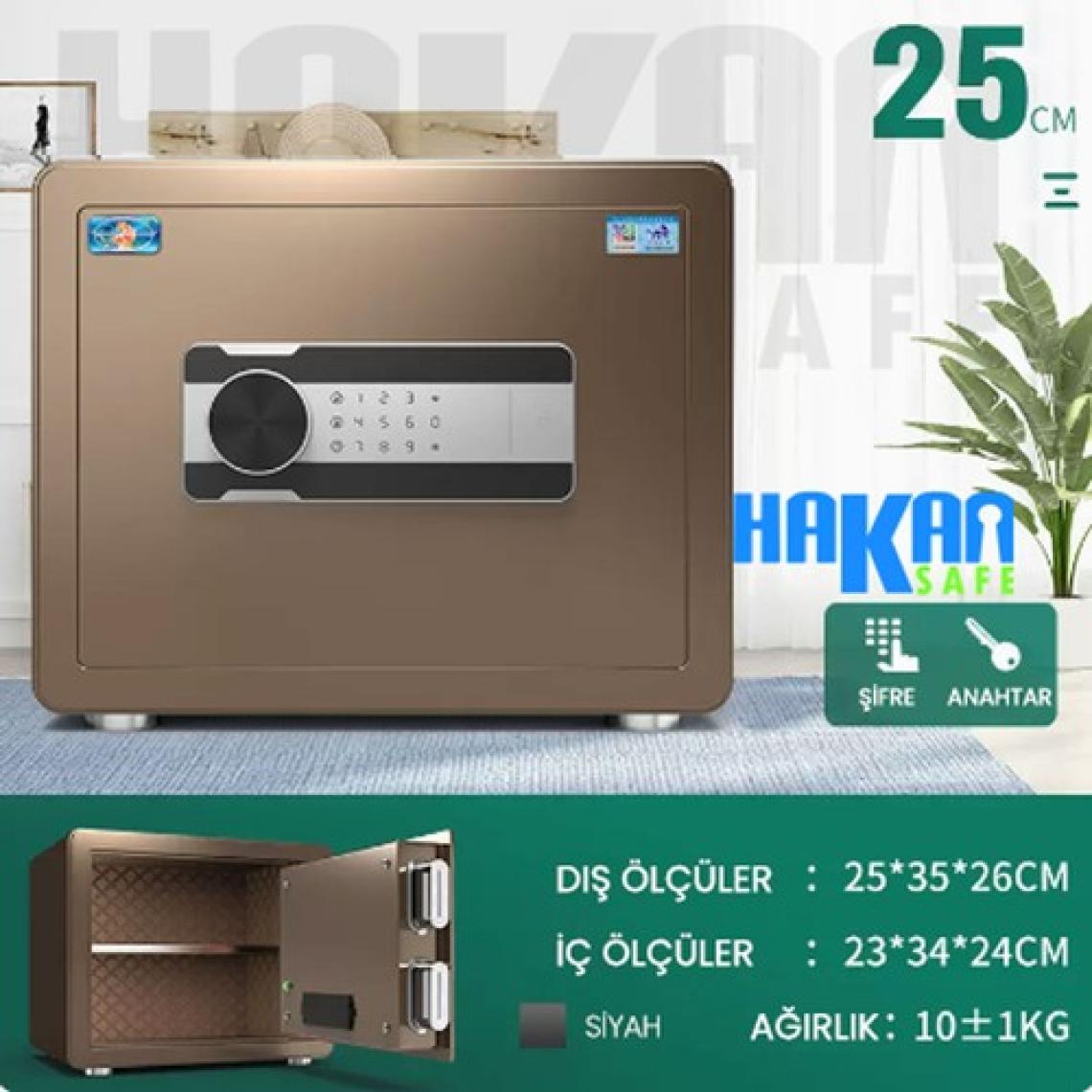 Hakan Kasa Hakan Çelik Kasa Bouri D-25 Sarsıntı Alarmlı Ev Tipi Çelik Para Kasası