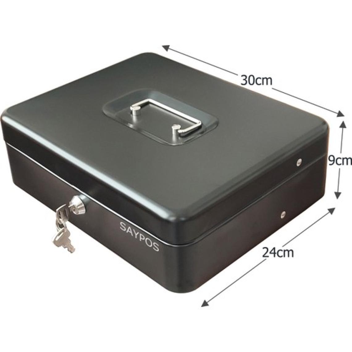 Saypos 4 Banknot 5 Bozuk Para Gözlü Taşıma Kulplu Metal Para Kasası 30X24X9CM