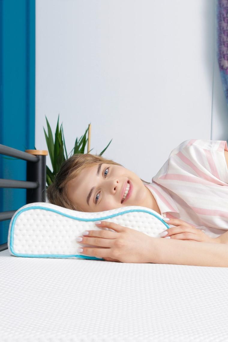 Çift Taraflı Yüksek Boyun Destekli Ortopedik Yastık Visco Yastık - 55x35x12-11cm