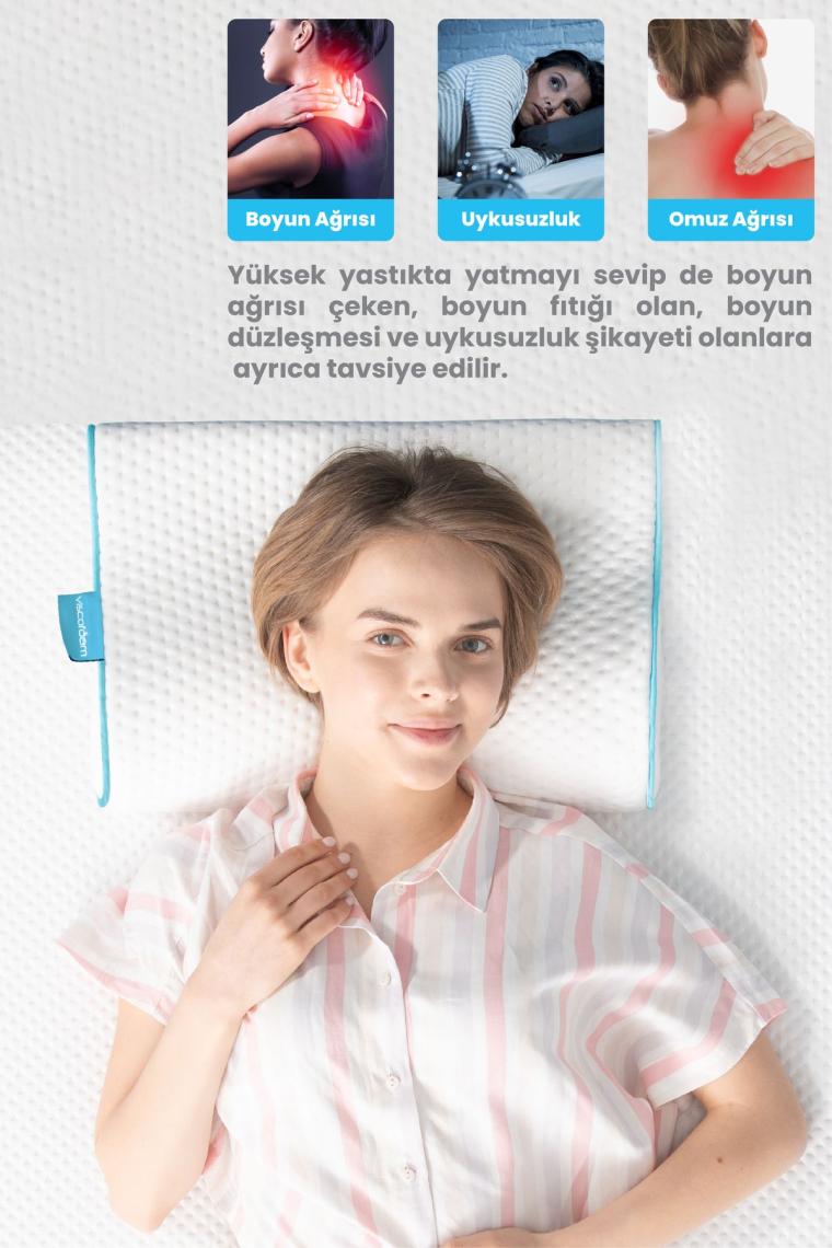Boyun Destekli Ortopedik Yastık Visco Yastık 47x30x10-8cm