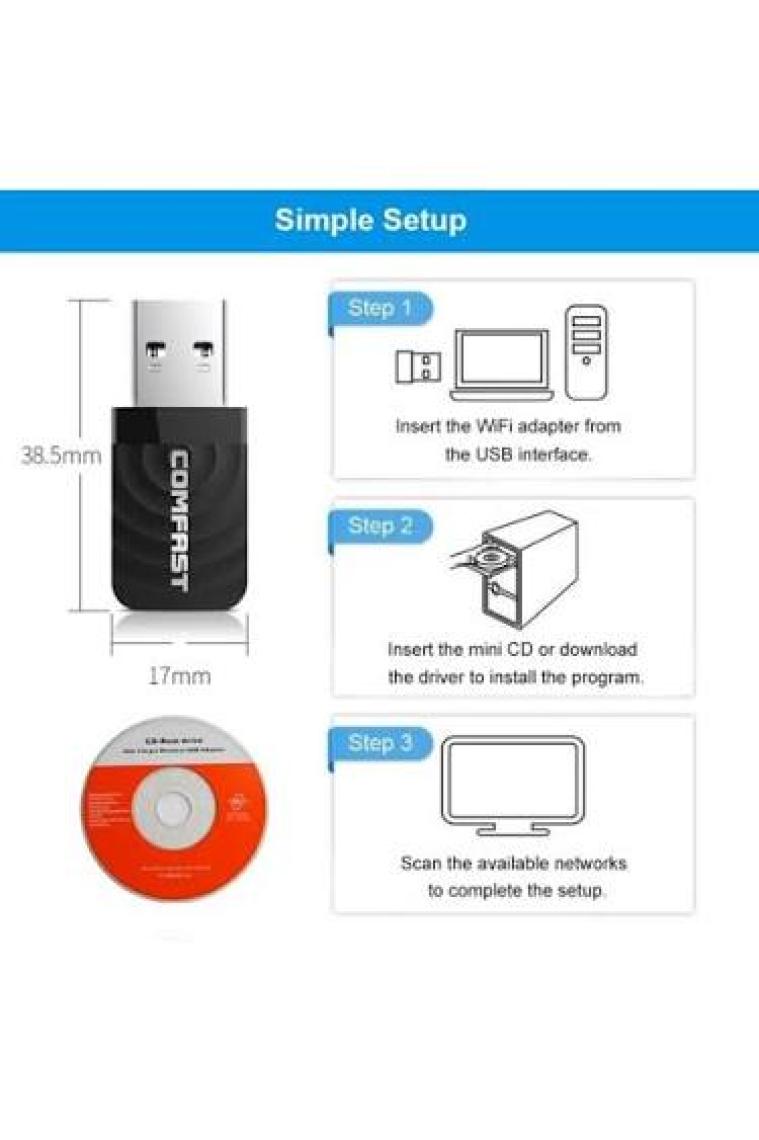 Schulzz 5142 Comfast 1300 Mbps USB Mini Wifi Adaptörü RTL811 5ghz Kablosuz Alıcı