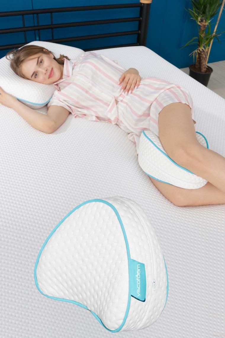V Model Diz Arası Ortopedik Yastık Bacak Arası Yastık Visco Yastık