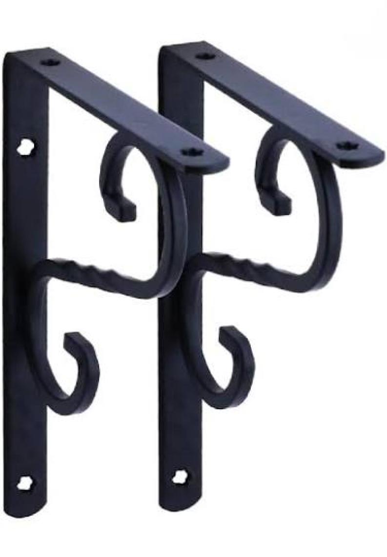 Badem10 Raf Altı Raf Tutucu Ayak Ferforje Siyah 150X110 MM 2 Adet