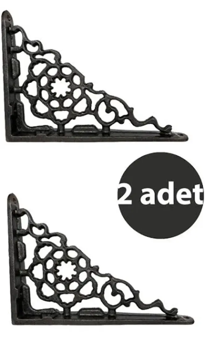 Ant Döküm Anti̇k Tarz Dökme Demi̇r Döküm Rengi Vernikli  Raf Ayağı 2 adet
