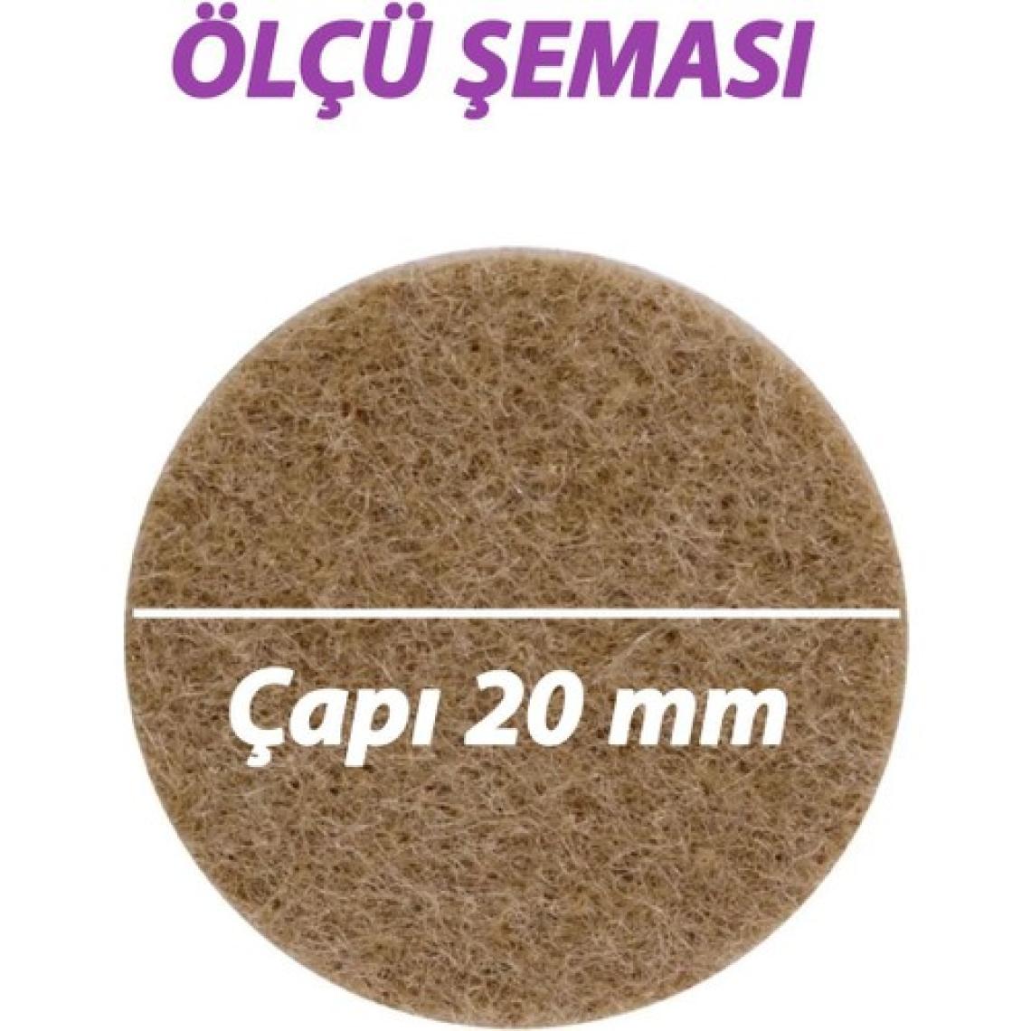 Glaswen Yapışkanlı Yuvarlak Keçe Masa Sandalye Parke Zemin Ayak Koruyucu Kaydırmaz 20 mm Keçesi (50'li Paket)