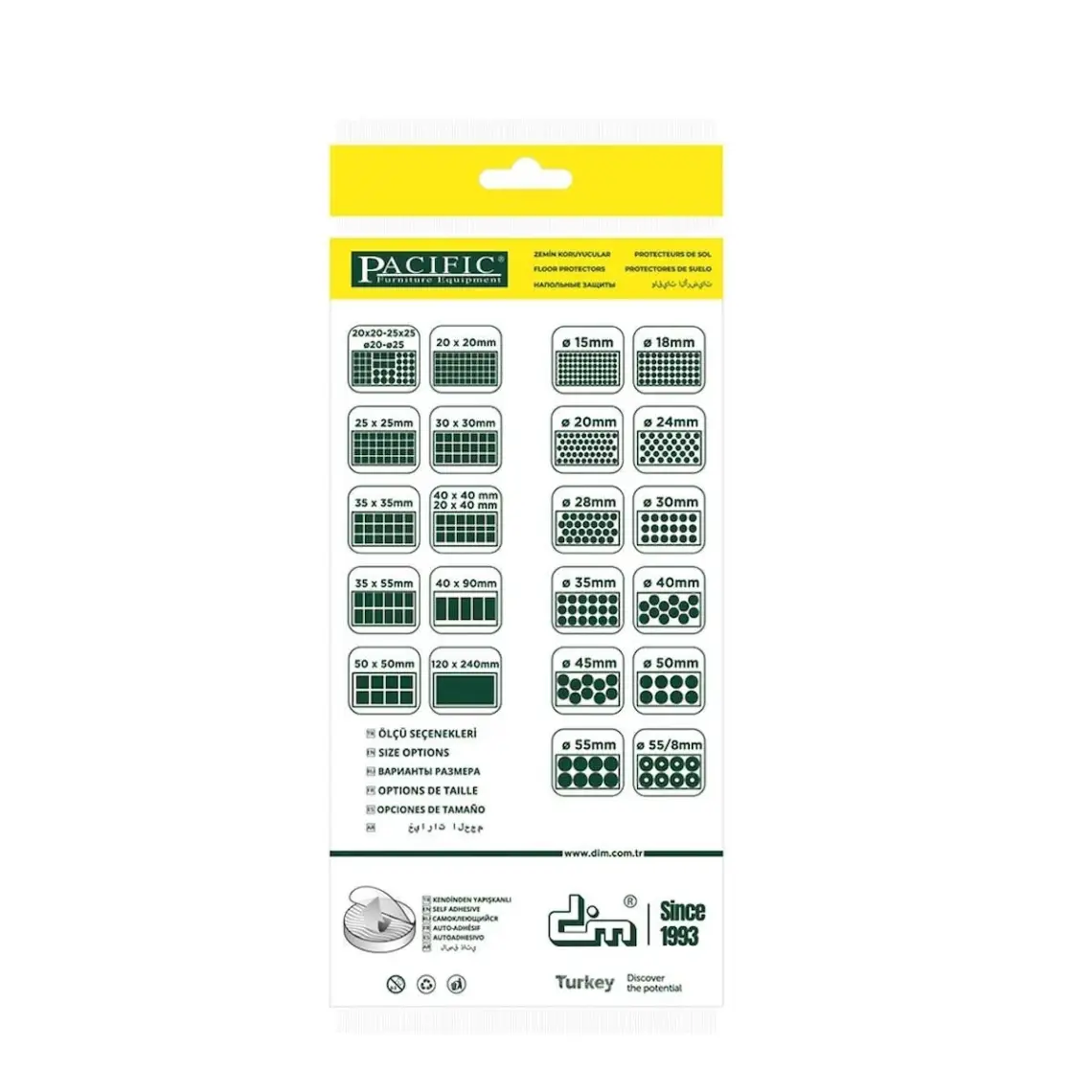 Pacific Masa Sandalye Keçe Siyah 25 x 25 mm