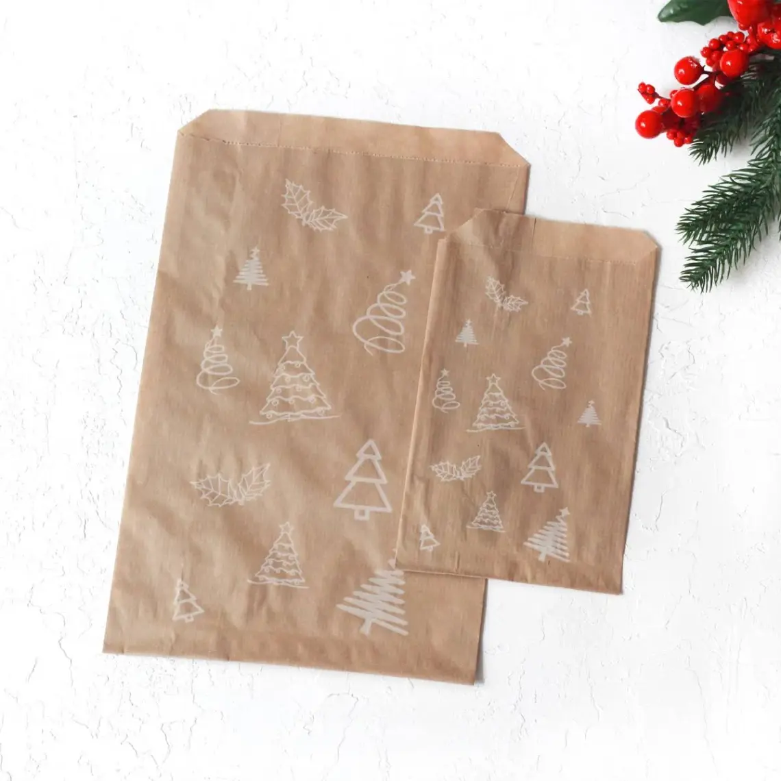 Çam desenli kese kağıdı, kraft  18x30 - 1000 adet