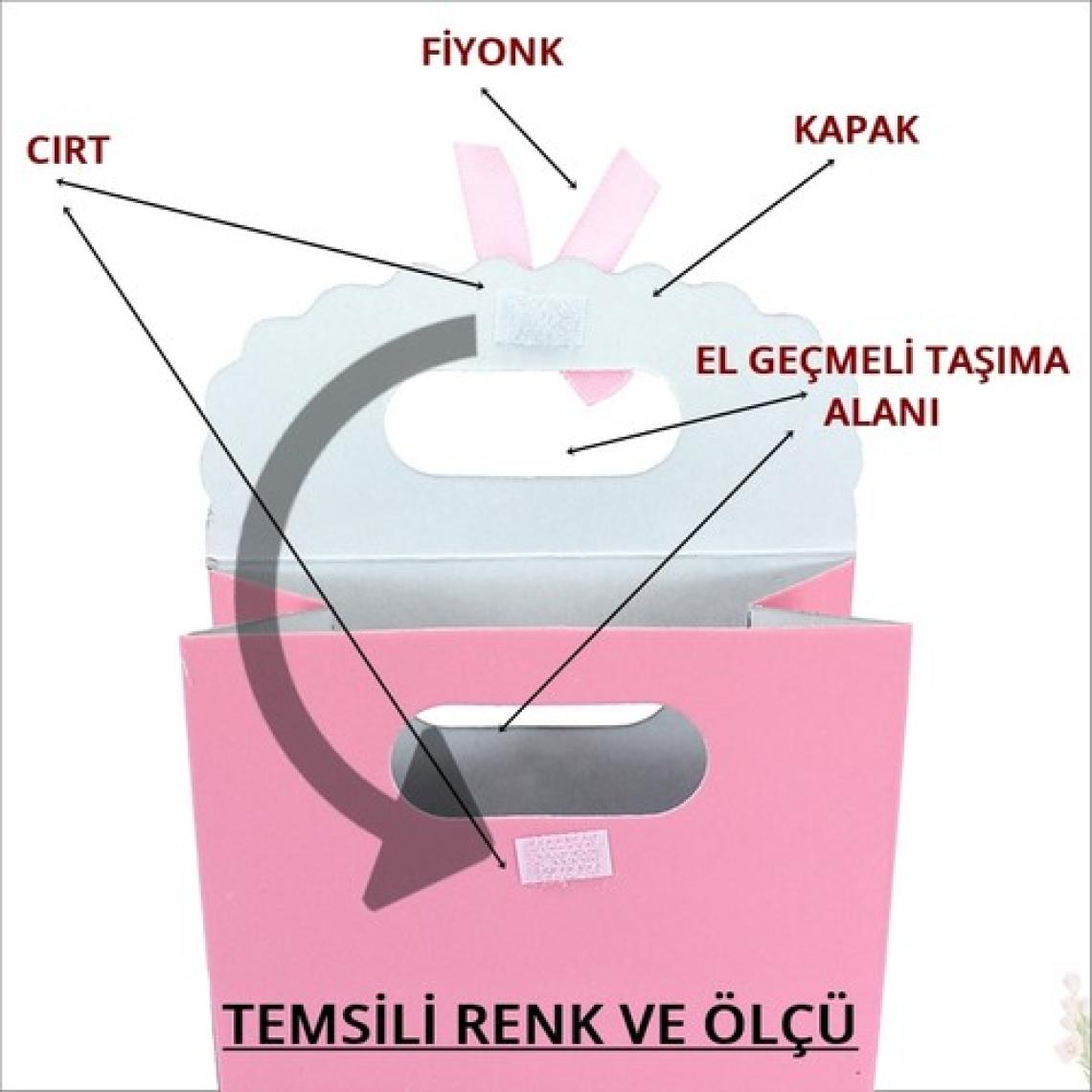 Süsle Bebek ve Parti El Geçmeli Kraft Karton Çanta 38 x 27 x 15 cm - 1 Adet