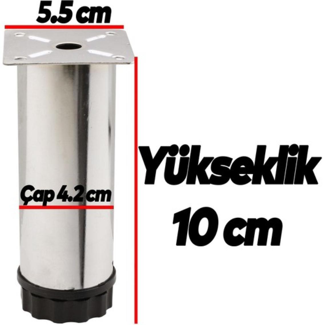 Badem10 Dolap Ayarlanabilir Mobilya Kanepe Baza Koltuk Metal Destek Yükseltici Ayağı Ayakları Krom 10 Cm