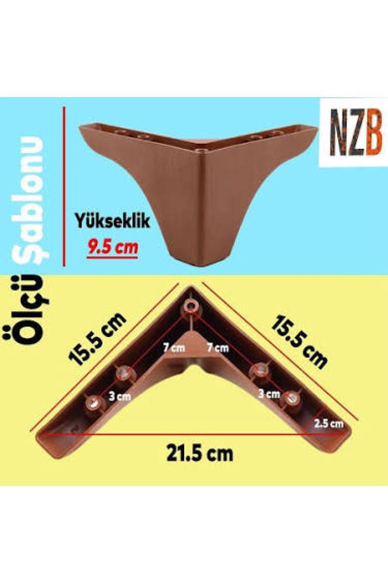 Nzb Mobilya Kanepe Sehpa Puf Koltuk Ayağı 10 Cm Kahve Baza Ayak