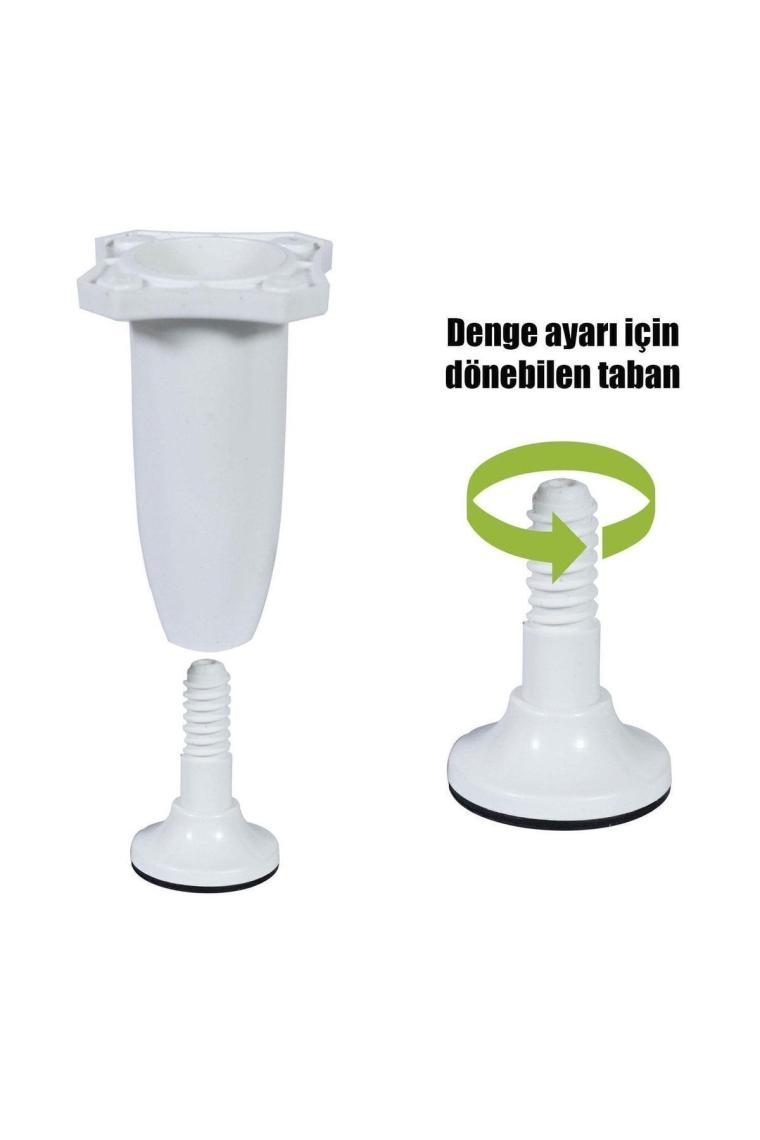Badem10 Ayarlanabilir Dolap Mobilya Koltuk Kanepe Sehpa Ayağı 10 Cm Plastik Beyaz Ayakları