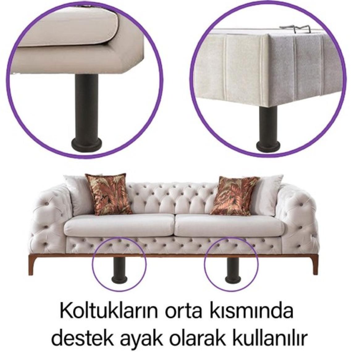 Glaswen Modül Ayarlanabilir Destek Ayağı 15 x 23 cm Siyah Ayak Mobilya Kanepe Baza Koltuk Ünite Ayakları