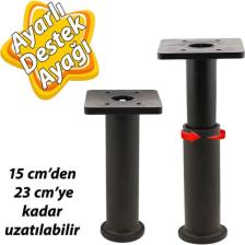 Glaswen Modül Ayarlanabilir Destek Ayağı 15 x 23 cm Siyah Ayak Mobilya Kanepe Baza Koltuk Ünite Ayakları