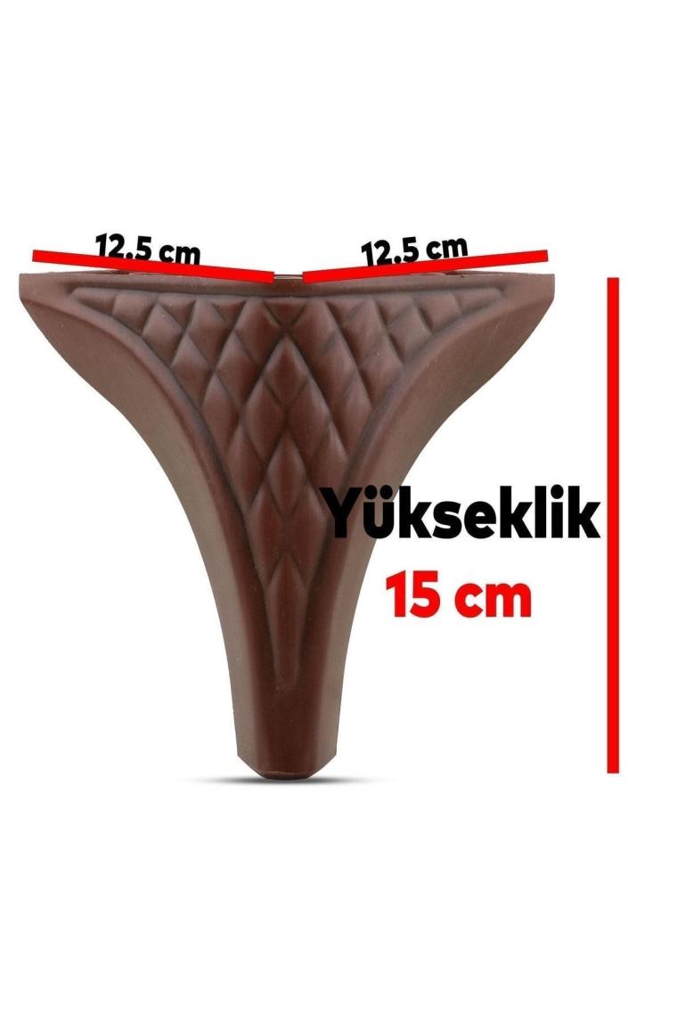 Nzb Lüks Mobilya Kanepe Sehpa Puf Koltuk Ayağı 15 cm Kahverengi Ahşap Desenli Baza Ayak
