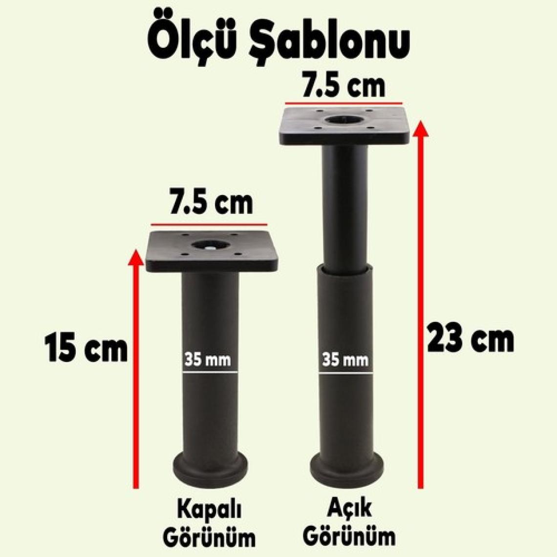 Mobilya Kanepe Sehpa Tv Ünitesi Koltuk Ayarlanabilir Destek Ayağı 15 cm Siyah Baza Ayak