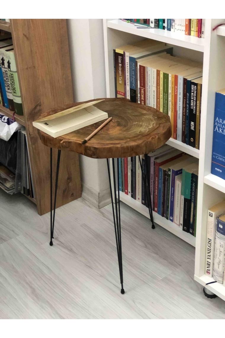 42 Cm Metal Firkete Ayak Masa Orta Sehpa Zigon Kütük Kaşıklık Sandık Siyah Dıy -1 Adet Ayak