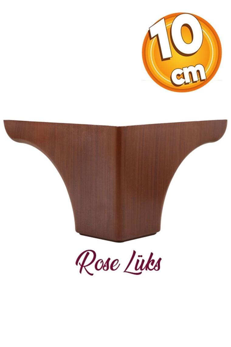 Rose Lüks Mobilya Kanepe Sehpa Koltuk Baza Yükseltici Ayağı 10 Cm Kahverengi Ahşap Desenli Ayakları