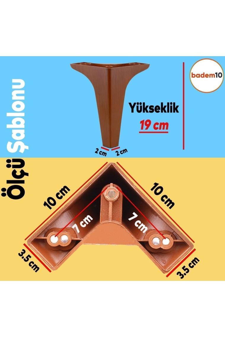 Nzb Lüks Mobilya Kanepe Sehpa Tv Ünitesi Koltuk Ayağı 19 cm Ahşap Desenli Kahverengi Baza Ayak