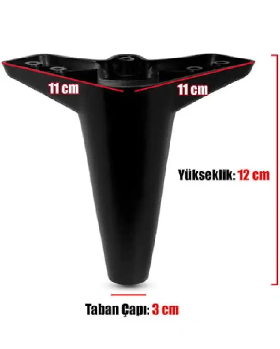 Aspen Lüks Mobilya Kanepe Koltuk Tv Ünitesi Baza Ayağı Ayakları 12 Cm Siyah Ayak (4 ADET)