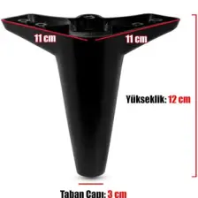 Aspen Lüks Mobilya Kanepe Koltuk Tv Ünitesi Baza Ayağı Ayakları 12 Cm Siyah Ayak (4 ADET)