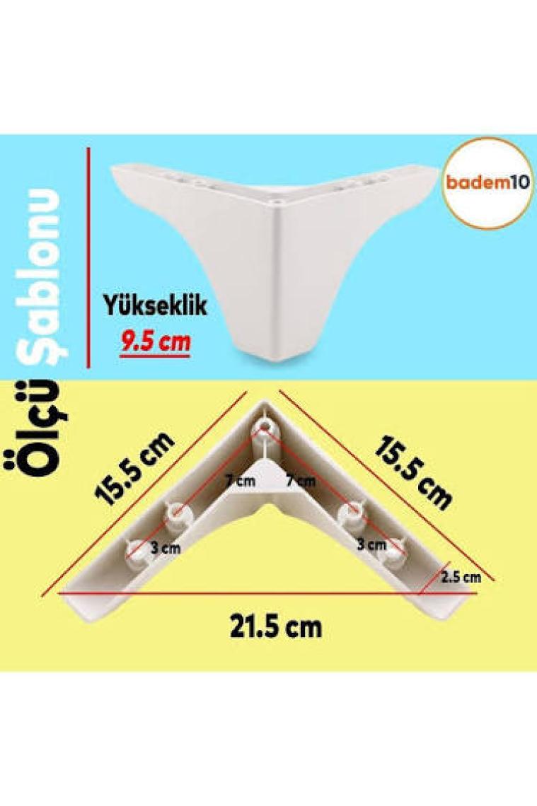Badem10 Rose Lüks Mobilya Kanepe Sehpa TV Ünitesi Koltuk Ayağı 9.5 cm Beyaz Baza Ayakları