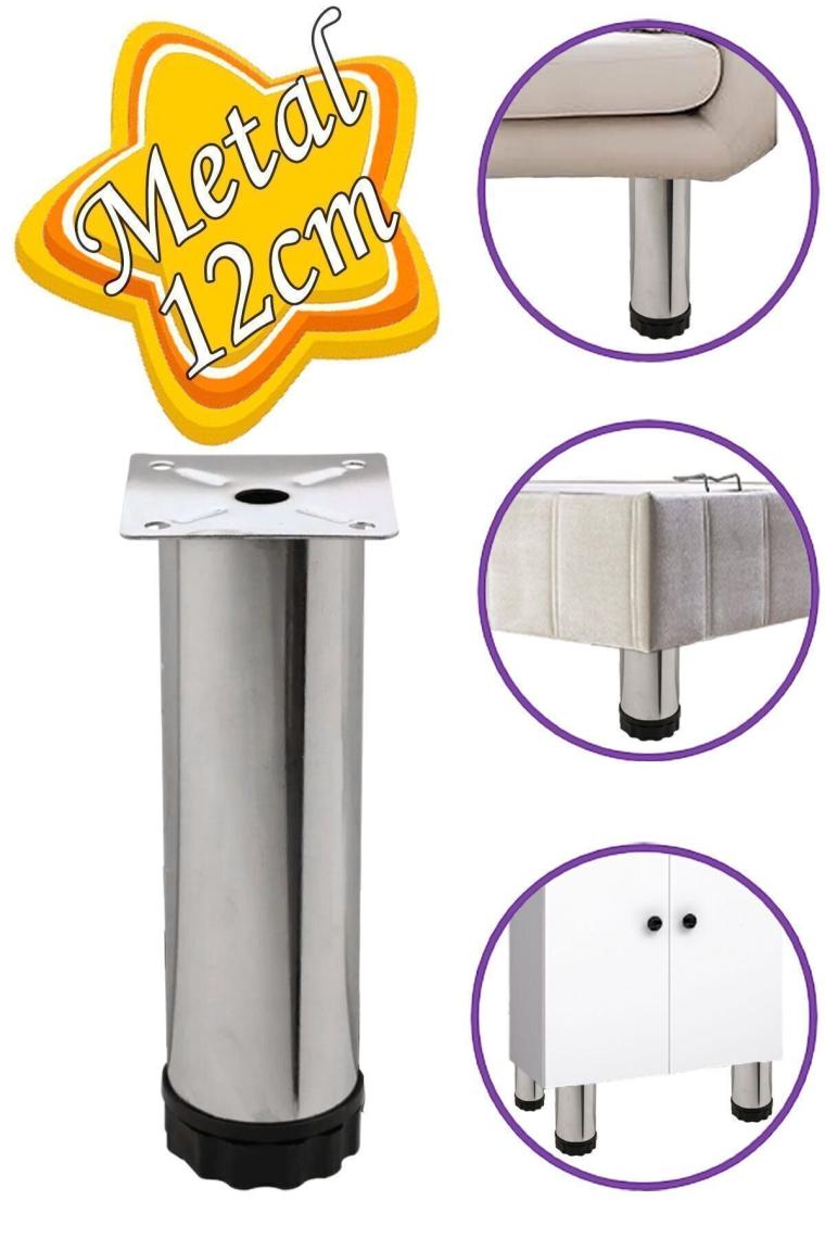 Metal Ayarlanabilir 12 Cm Krom Destek Ayak Mobilya Kanepe Baza Koltuk Dolap Sehpa Tv Ünite Ayağı
