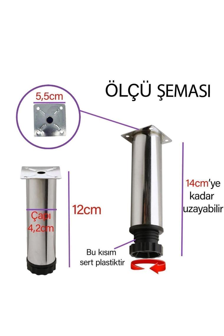 Metal Ayarlanabilir 12 Cm Krom Destek Ayak Mobilya Kanepe Baza Koltuk Dolap Sehpa Tv Ünite Ayağı