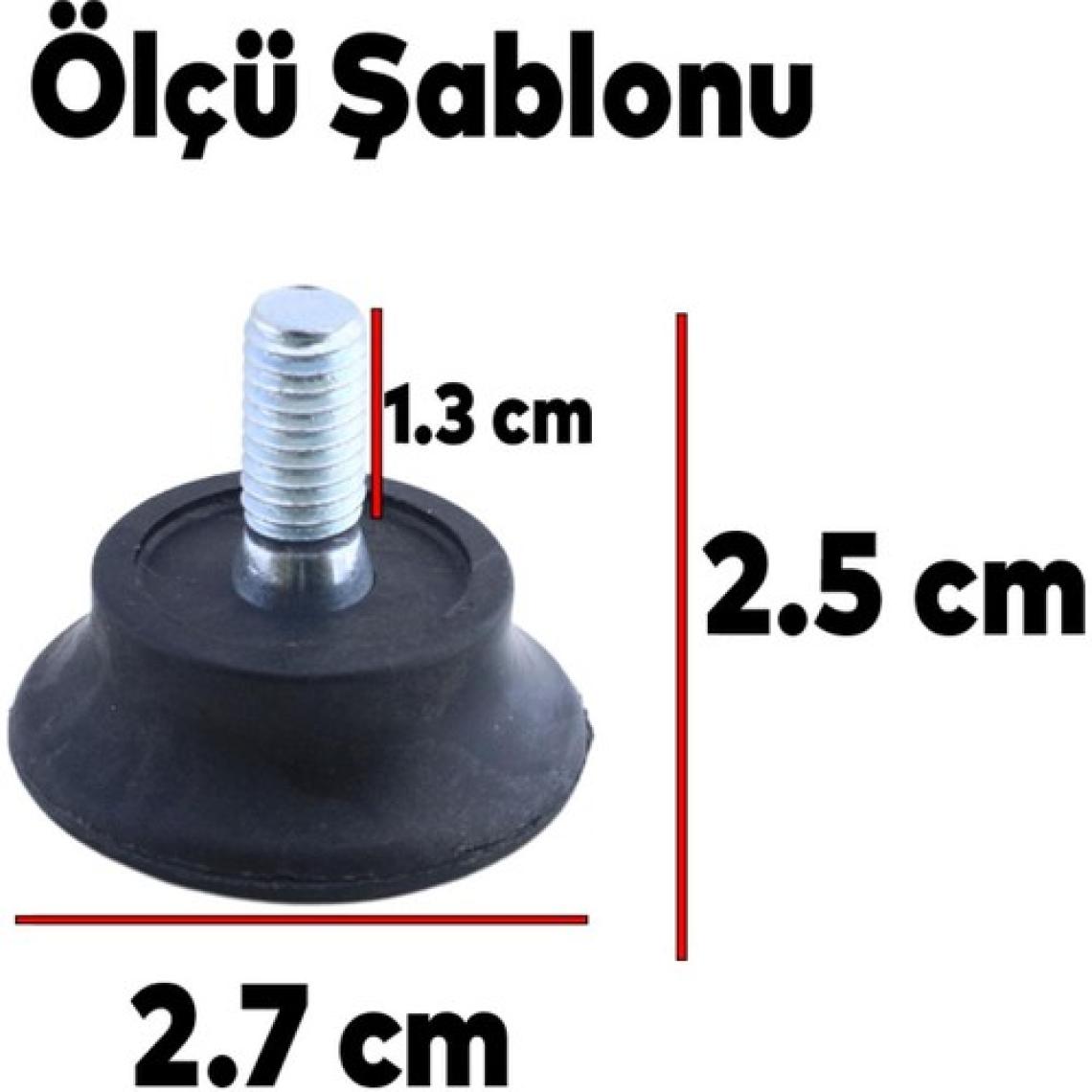 Nzb Bingo Rotil Ayak M6 Civatalı 6 mm Siyah Profil Yükseltme Ayağı 2.5 cm (10 Adet)