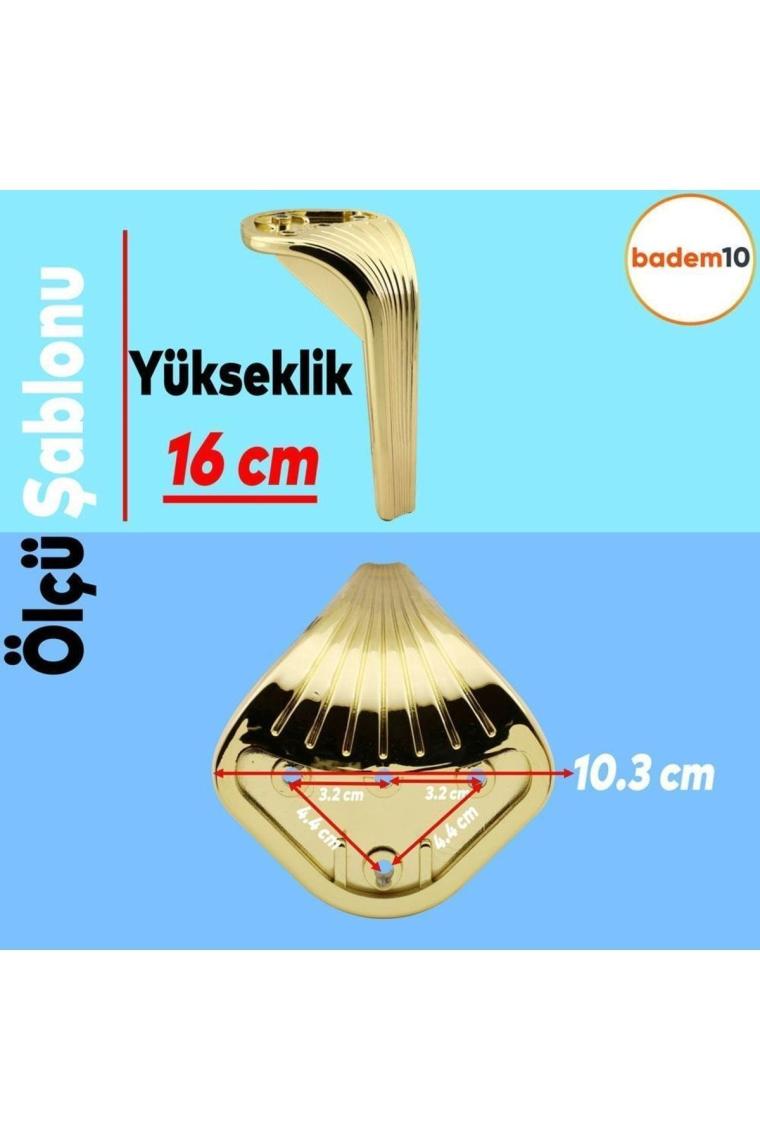 Badem10 Lotus Lüks Mobilya Kanepe Sehpa Tv Ünitesi Koltuk Ayağı 16 Cm Gold Altın Baza Ayakları